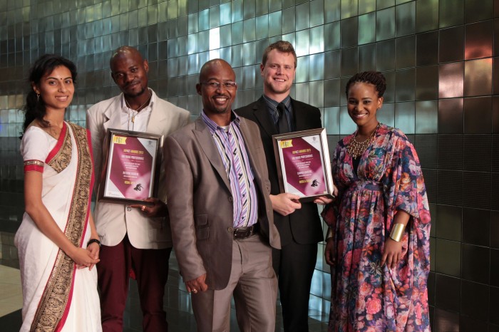 ImpACT-Award-winners-at-the-2013-ACT-Awards-from-left-Poorvi-Bhana-Blessing-Ngobeni-Rupert-Hermanus-of-Distell-middle-Camron-Andrews-and-Motladji-Ditola.-Picture-by-John-Hogg